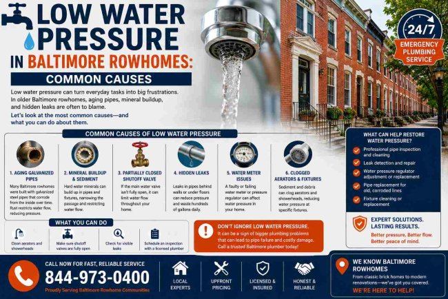 Low Water Pressure in Baltimore Rowhomes Common Causes