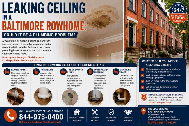 Leaking Ceiling in a Baltimore Rowhome Could It Be a Plumbing Problem