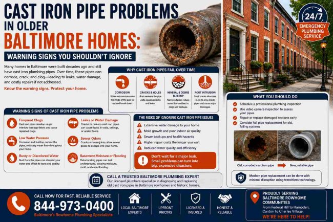Cast Iron Pipe Problems in Older Baltimore Homes Warning Signs